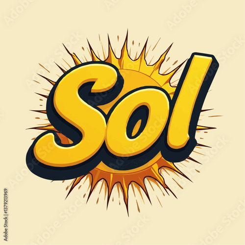 Spanisches Wort Sonne, Wort, Sol, Illustration

