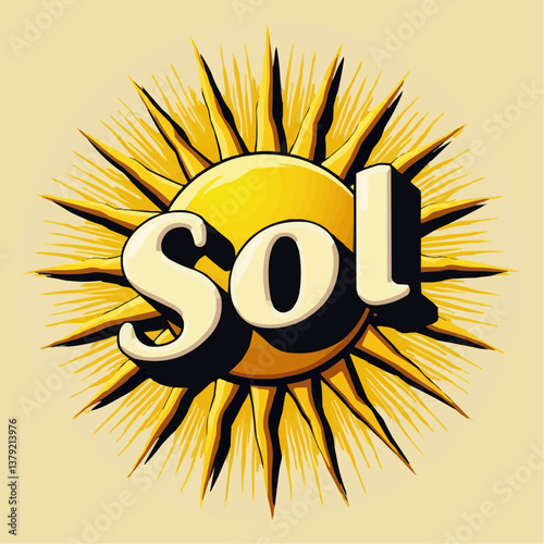 Spanisches Wort Sonne, Wort, Sol, Illustration

