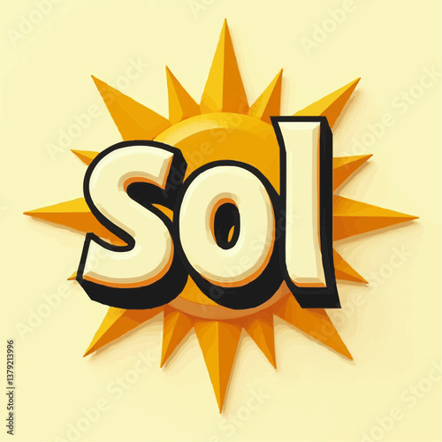 Spanisches Wort Sonne, Wort, Sol, Illustration

