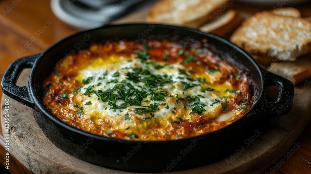 Shakshuka in Cast Iron Skillet with Parsley Shakshuka in Cast Iron Skillet with Parsley