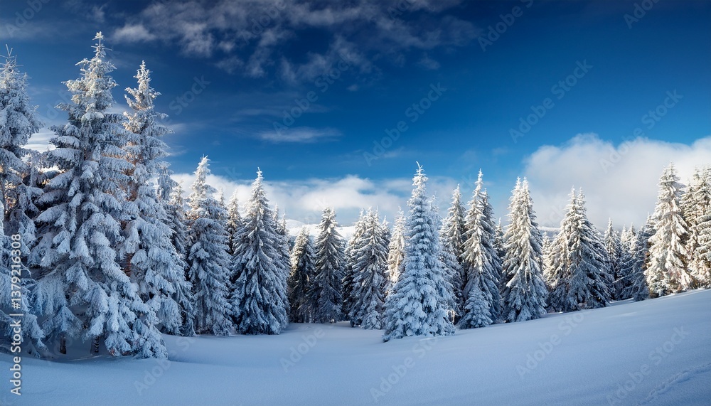 Obraz premium snow covered trees on wintry landscape
