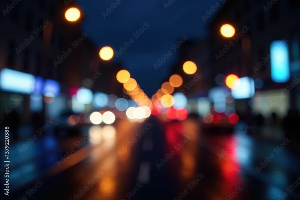 Abstract late-night city lights, blurred bokeh effect, smooth, dreamy Abstract late-night city lights, blurred bokeh effect, smooth, dreamy