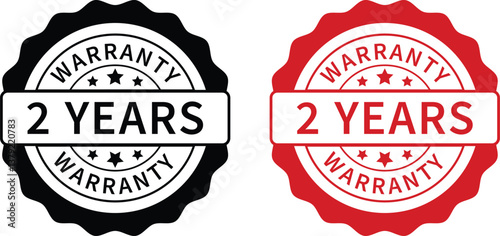 Warranty label. 2 years warranty band sign. Warranty stamp. Warranty logo. Warranty stamp vector.