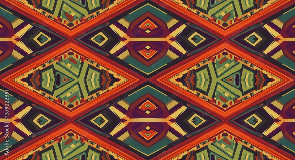 Vibrant Geometric Textile Design Rich Autumn Hues AI Generated Vibrant Geometric Textile Design Rich Autumn Hues AI Generated