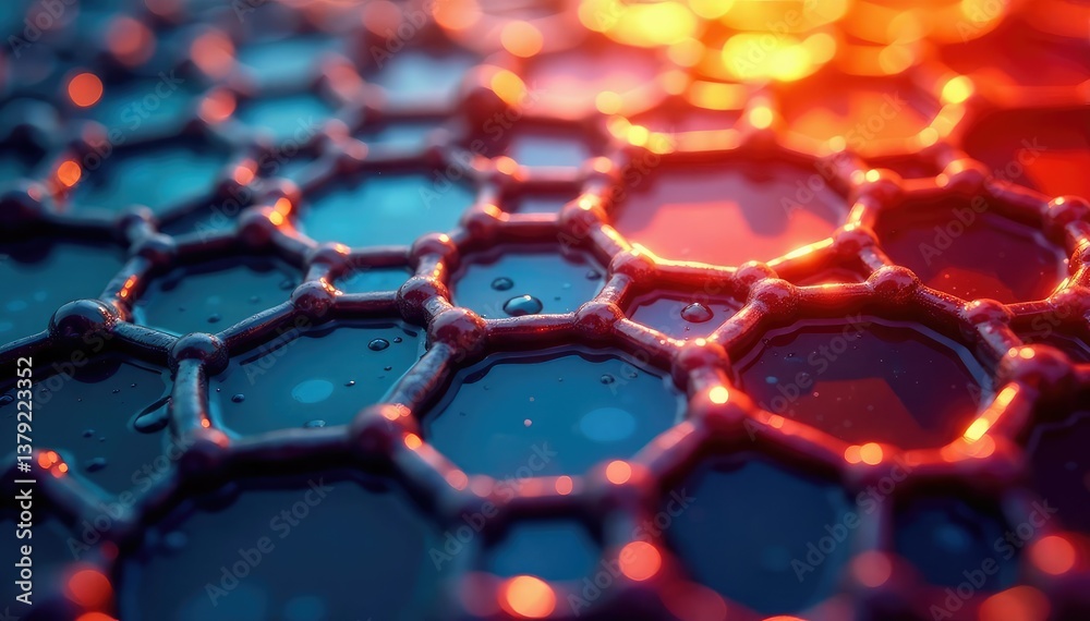 Obraz premium Interlocking hexagons forming honeycomb structure, grid, polygon