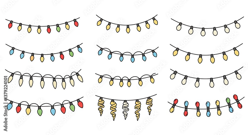 Fototapeta premium Twinkling Hand-Drawn Lights AI Generated
