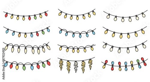 Twinkling Hand-Drawn Lights AI Generated