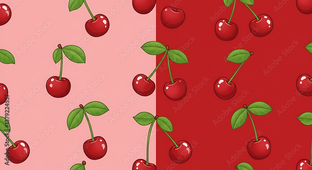 Sweet Cherry Delight Pink And Red Pattern AI Generated Sweet Cherry Delight Pink And Red Pattern AI Generated