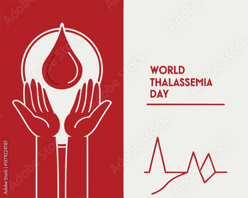 Raising awareness for World Thalassaemia Day with a supportive hand and blood drop design.