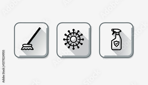 Cleaning and Hygiene Icons in Flat Design with Shadows  