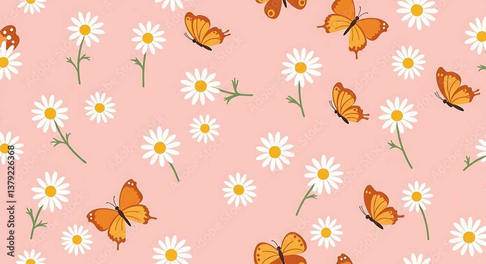 Blush Blooms & Flutterbyes AI Generated Blush Blooms & Flutterbyes AI Generated
