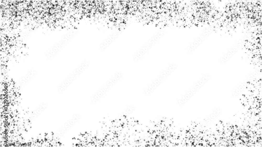 Fototapeta premium Dotwork grunge sand grain frame vector background Abstract grainy texture Dust border
