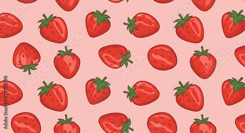 Sweet Strawberry Delight Pink Pattern AI Generated