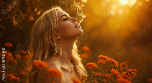 blond Embodies the ethereal essence of respiration, encapsulating imperceptible and vital essence of every inhalation, exemplifying animating energy that upholds our existence