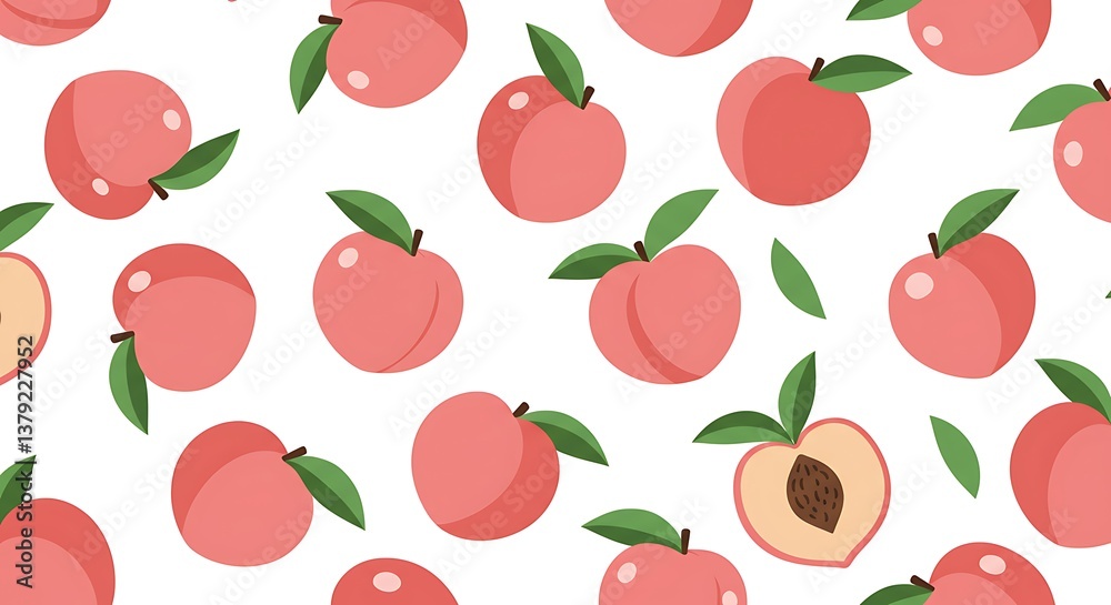 Sweet Peach Pattern Delightful Summer Fruit Design AI Generated Sweet Peach Pattern Delightful Summer Fruit Design AI Generated