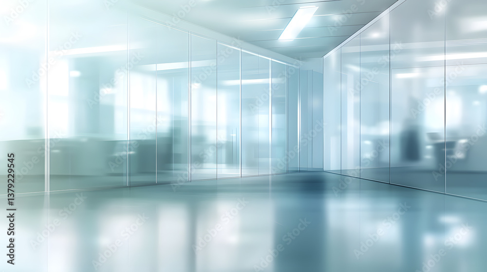 Abstract Blurry Office Background with Soft Blue Gradients and Glass Reflections Abstract Blurry Office Background with Soft Blue Gradients and Glass Reflections