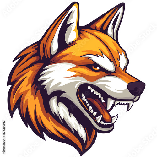 Feral dingo esports logo in vector style showcasing fierce expression and detailed fur design