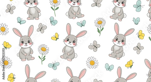 Wallpaper Mural Bunny Meadow Delight AI Generated Torontodigital.ca