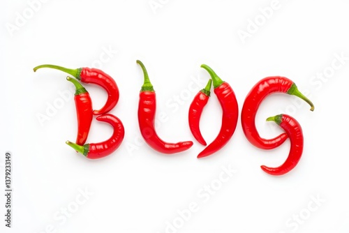BLOG text composed of chili peppers. Isolated on white background.