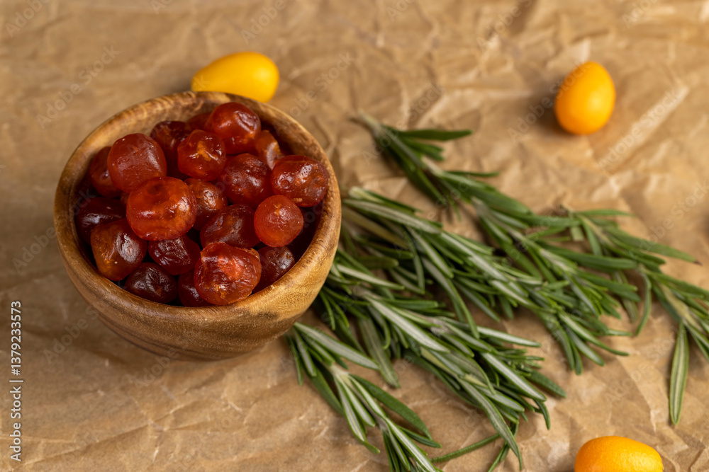 boiled with sugar syrup candied fruits of small fruits of kumquat boiled with sugar syrup candied fruits of small fruits of kumquat