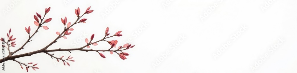 Delicate branches on white background, some with leaves, others bare, background, simple Delicate branches on white background, some with leaves, others bare, background, simple
