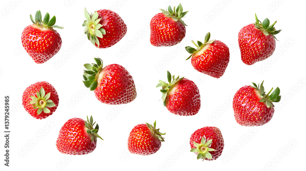 Fresh Strawberries on White Background: Vibrant Display of Juicy Fruits for Creative Projects Fresh Strawberries on White Background: Vibrant Display of Juicy Fruits for Creative Projects