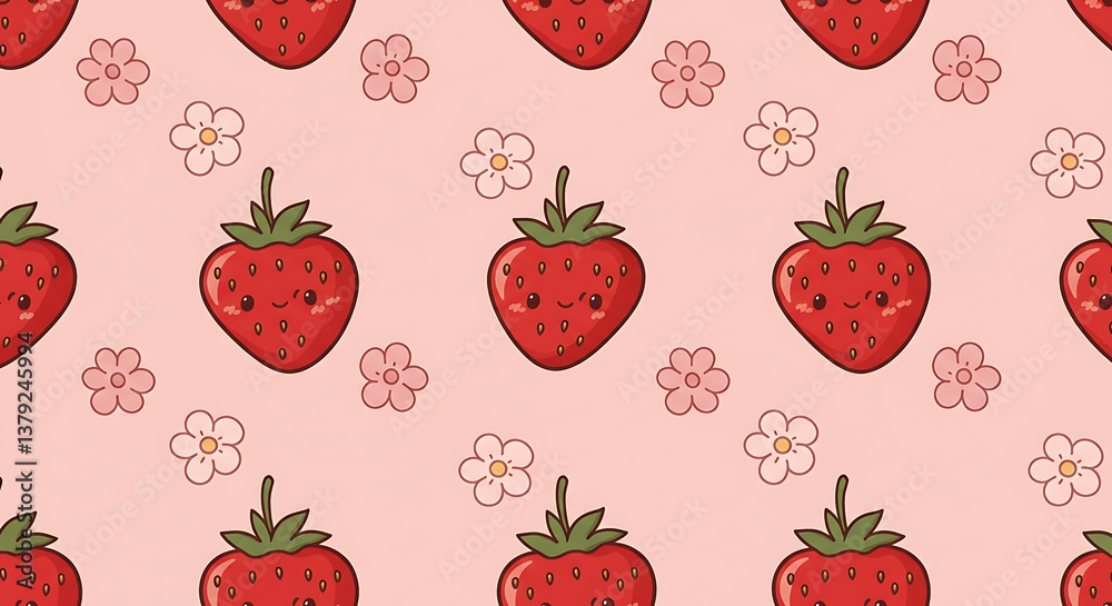 Sweet Strawberry Delight Pastel Pink Pattern AI Generated Sweet Strawberry Delight Pastel Pink Pattern AI Generated