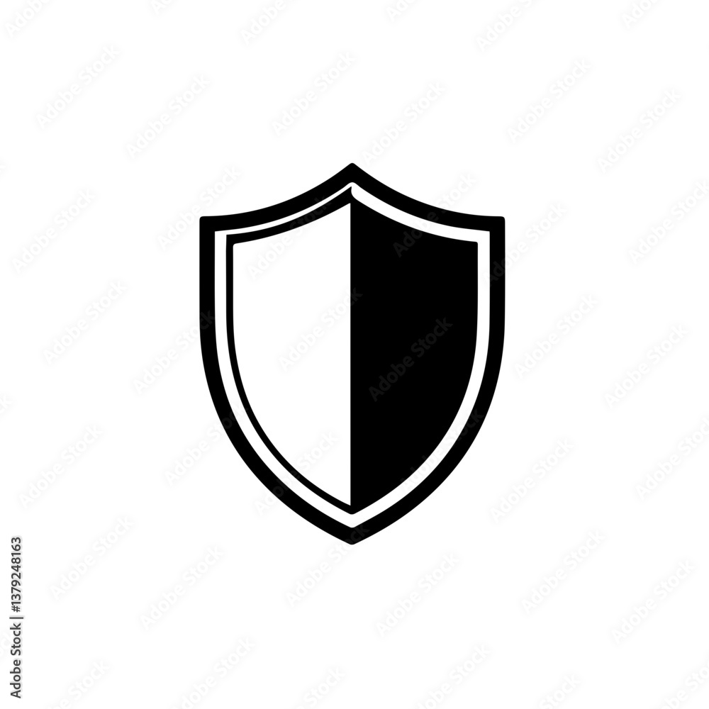 Black and White Shield Icon for Security and Protection Black and White Shield Icon for Security and Protection