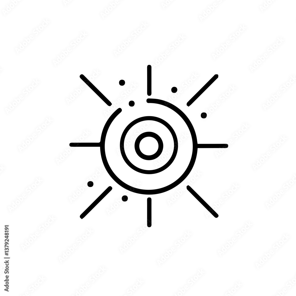 Abstract sun symbol with rays and dots in minimalist style Abstract sun symbol with rays and dots in minimalist style