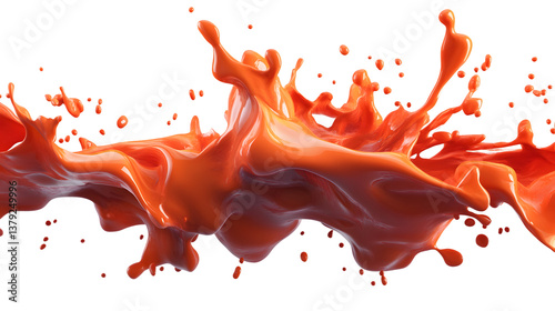 Vibrant 3D Orange Liquid Splash Illustration with Dynamic Movement Concept
