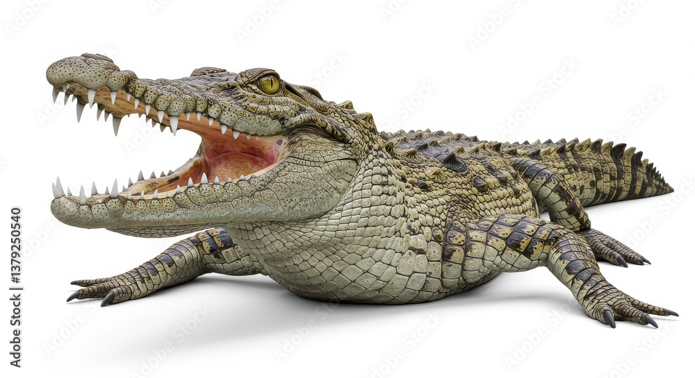 Naklejka premium Realistic crocodile open mouth sharp isolated white background