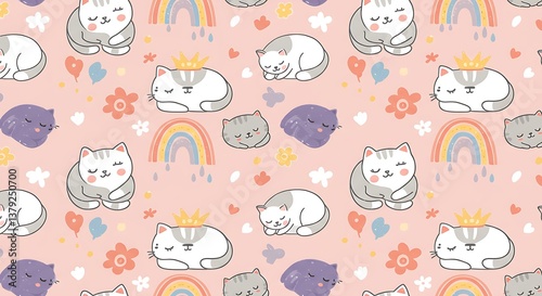 Wallpaper Mural Rainbow Dreams of Purrfection AI Generated Torontodigital.ca