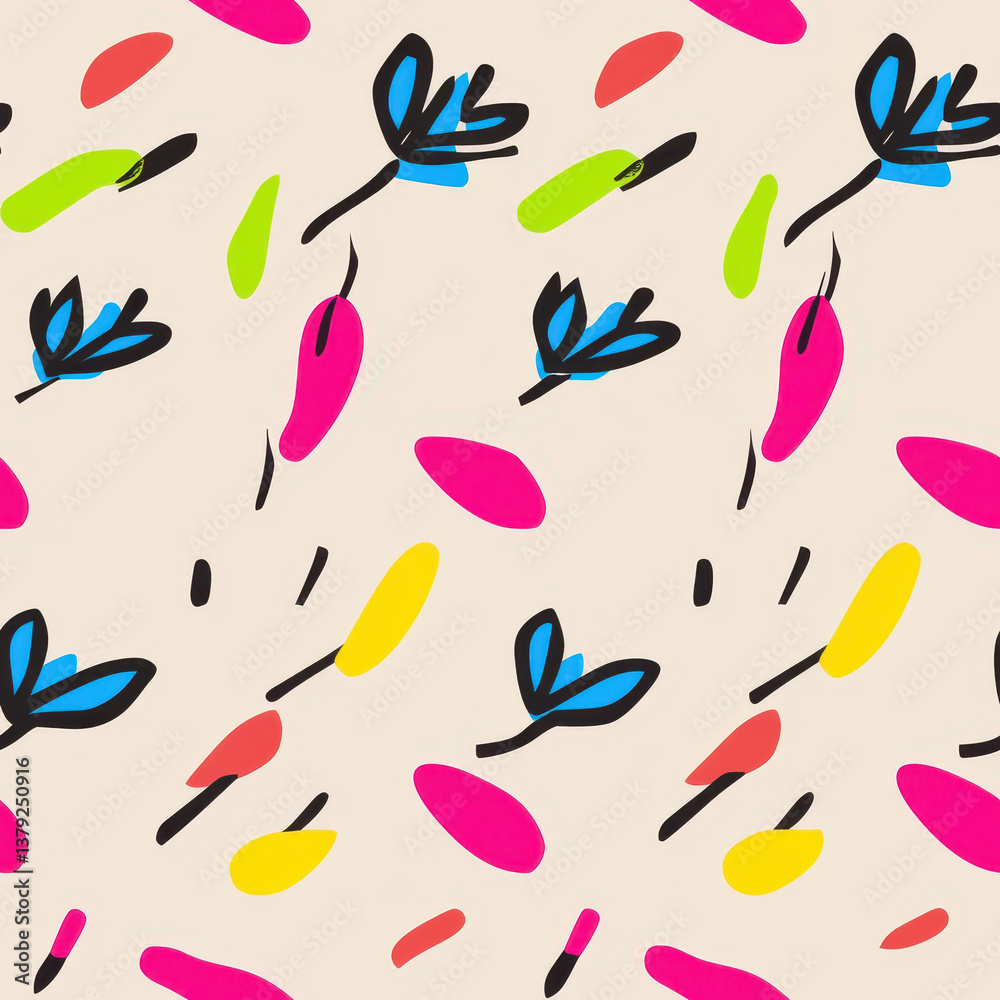 Discover a vibrant abstract pattern bursting with colorful shapes and lines, perfect for a clean and modern look. Discover a vibrant abstract pattern bursting with colorful shapes and lines, perfect for a clean and modern look.