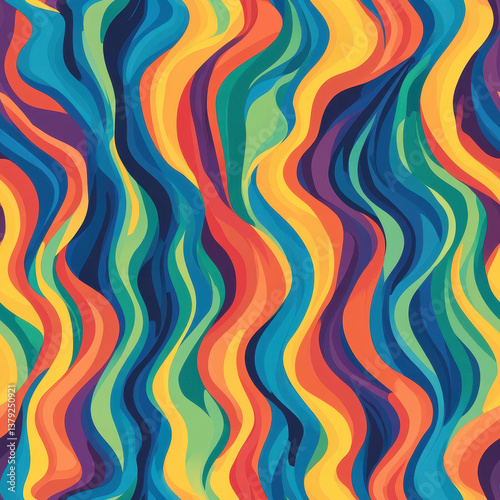Experience a vivid abstract pattern with bold colors, perfect for modern designs and textiles that stand out with flair.