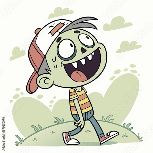 Funny Cartoon Zombie Character with Playful Expression, Perfect for Halloween, Comics, and Fun Digital Art Projects