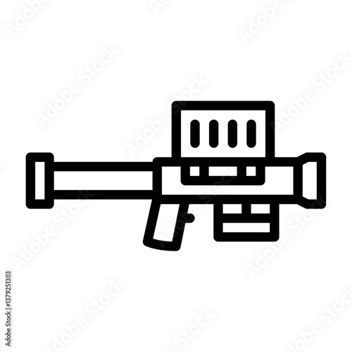missile gun outline icon. rocket launcher black line illustration.