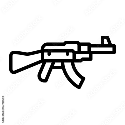 Assault rifle outline icon. Assault rifle black line illustration.