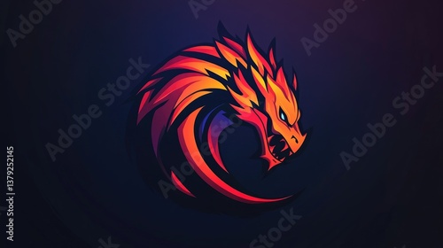 A sleek gaming logo featuring a fierce dragon, vibrant colors, and dynamic shapes