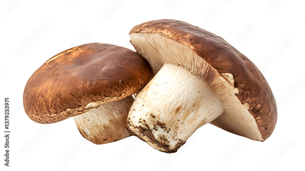 Fototapeta premium Fresh Organic Porcini Mushroom Isolated on White Background - High-Quality Food Imagery.