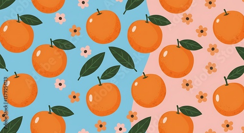 Vibrant Orange Blossom Pattern Pastel Delight AI Generated