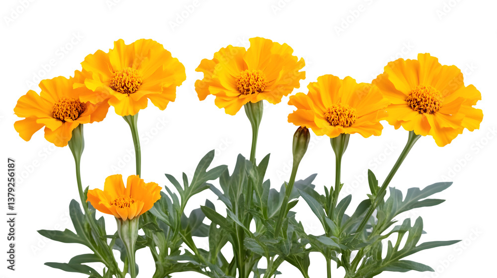 Fototapeta premium Marigold Flower Plant Isolated on White Background - Botanical Elegance and Simplicity