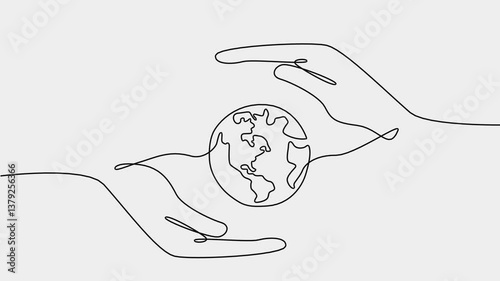 Save the Earth  Continuous Line editable strokes