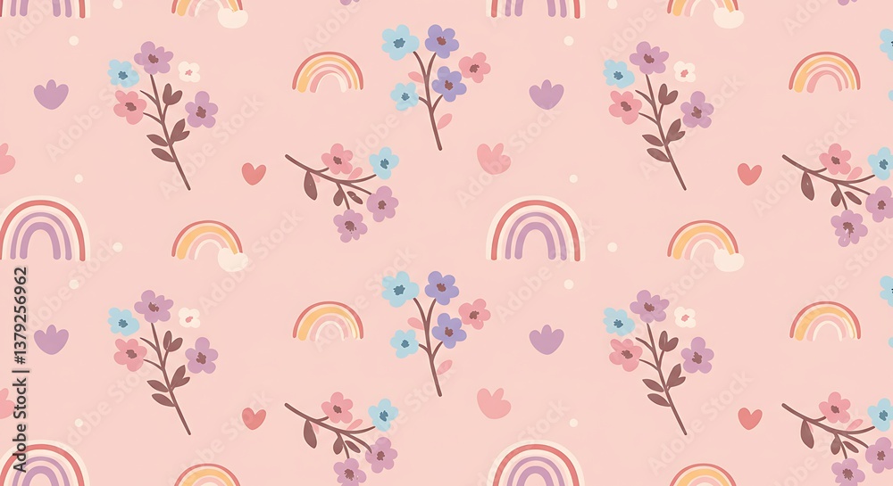 Pastel Floral Rainbow Pattern Delightful Springtime Design AI Generated Pastel Floral Rainbow Pattern Delightful Springtime Design AI Generated