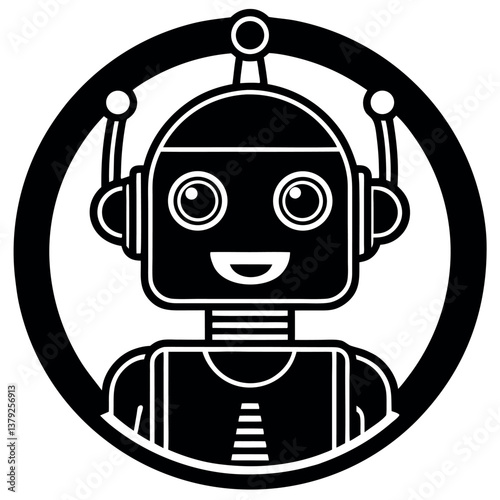 Icon Humanoid robot uses AI tools to generate images, write code, writer bot, translate, advertise. AI assistant.