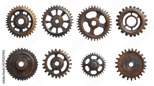 Grunge Cog Wheels Gears Set for Industrial Design Projects and Presentations