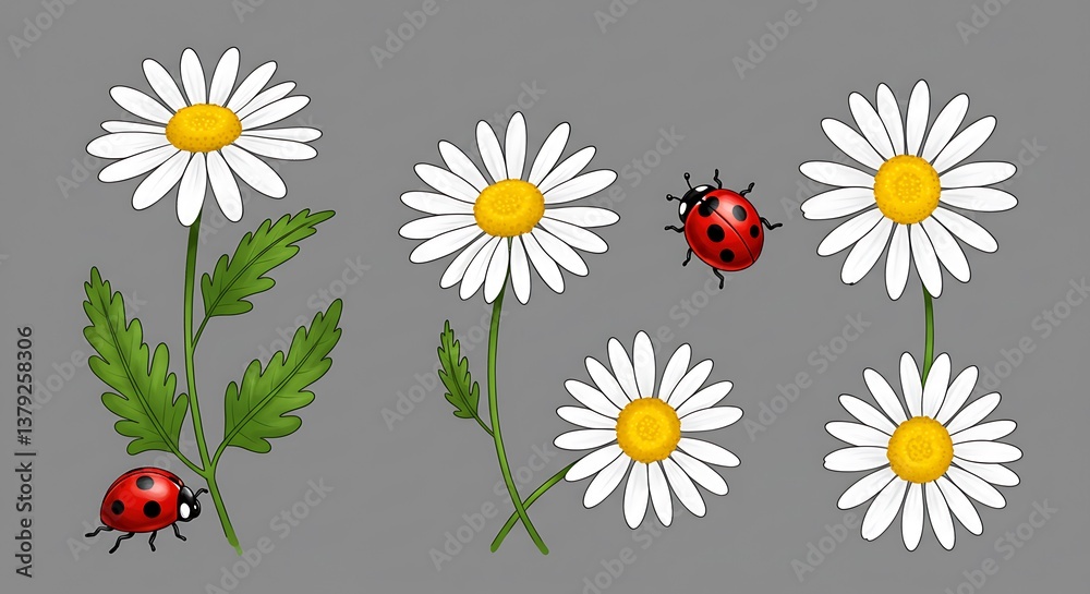 Daisies and Ladybugs' Summer Dance AI Generated Daisies and Ladybugs' Summer Dance AI Generated