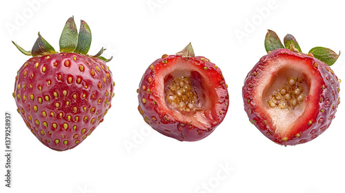 Fresh Strawberry Isolated on White Background with Clipping Path for Professional Design Purposes.