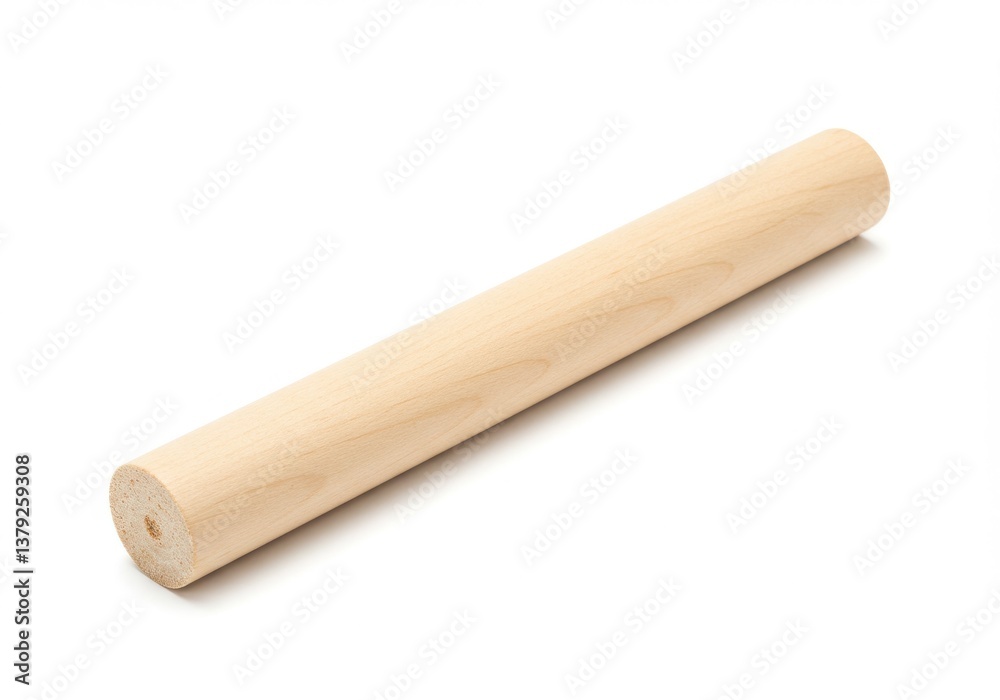 Wooden dowel rod cylindrical smooth isolated white background Wooden dowel rod cylindrical smooth isolated white background