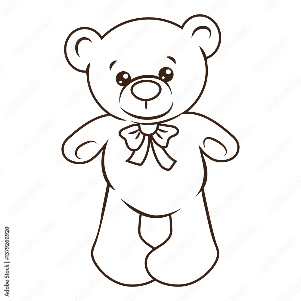 Fototapeta premium Cute standing toy bear vector cartoon illustration