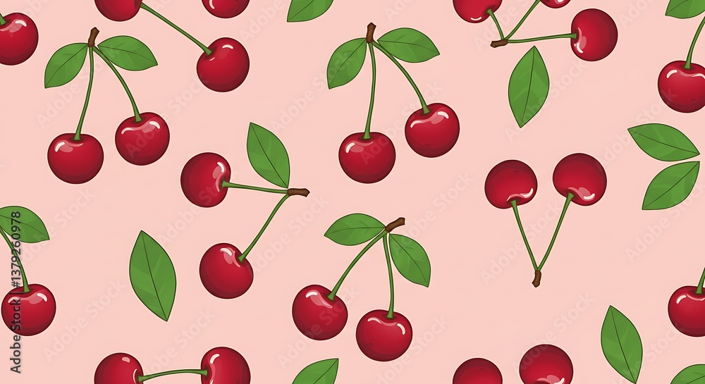 Sweet Cherry Blossom Pattern Red And Pink Delight AI Generated Sweet Cherry Blossom Pattern Red And Pink Delight AI Generated